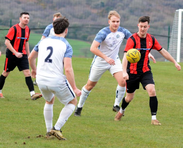 Rhys Jones scored a hat-trick for Goodwick in derby clash at Fishguard Sports